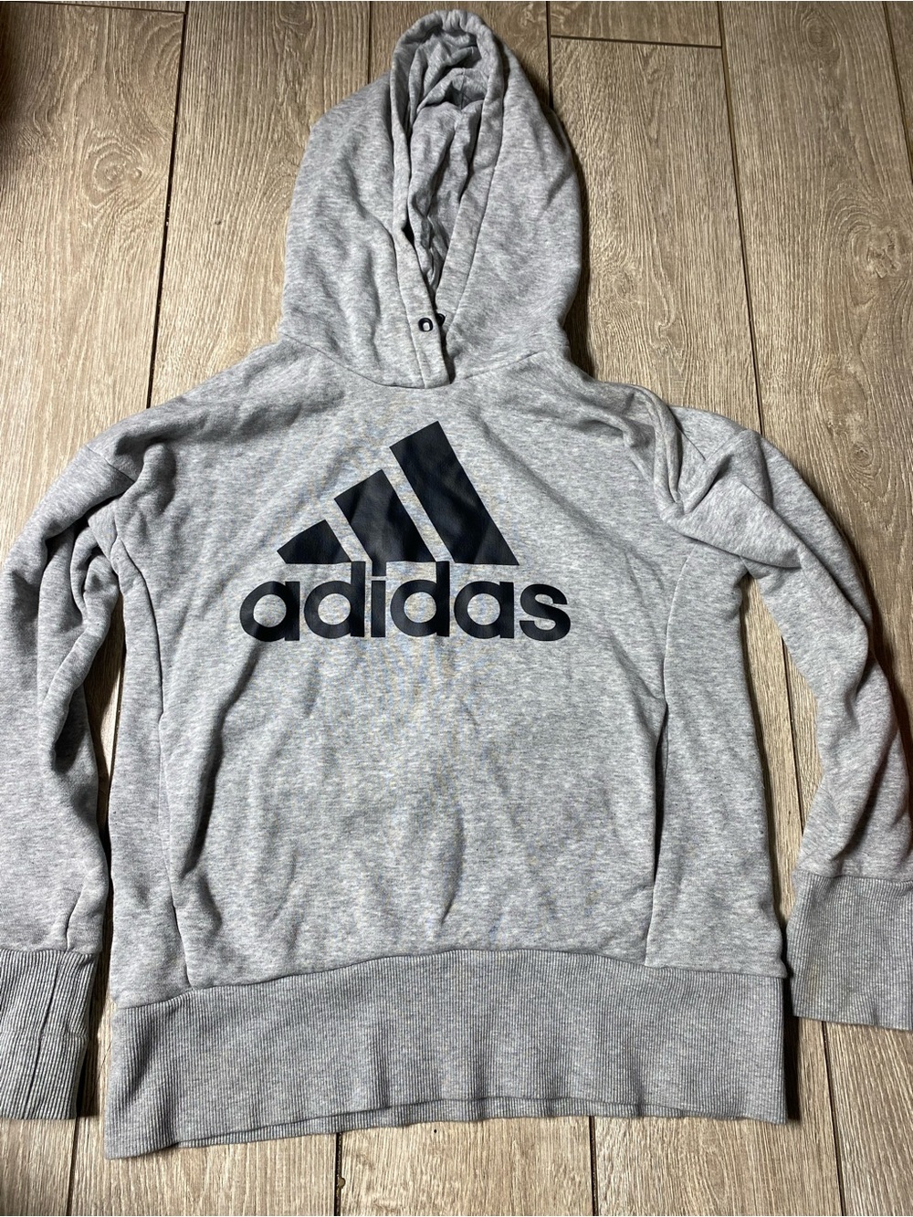 adidas Women's Essentials Fleece Logo Hoodie Grey Black Size XS